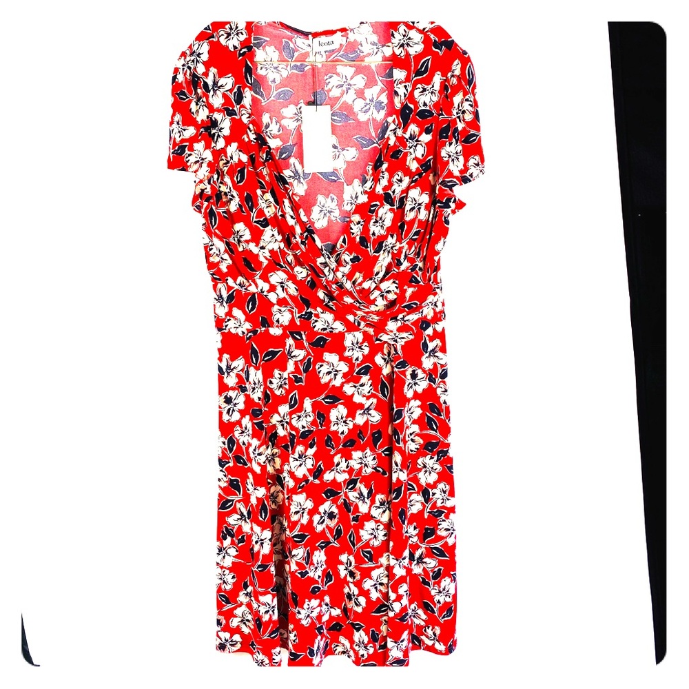 NET LEOTA SWEETHEART Sz 1X A-line RED Floral Dress